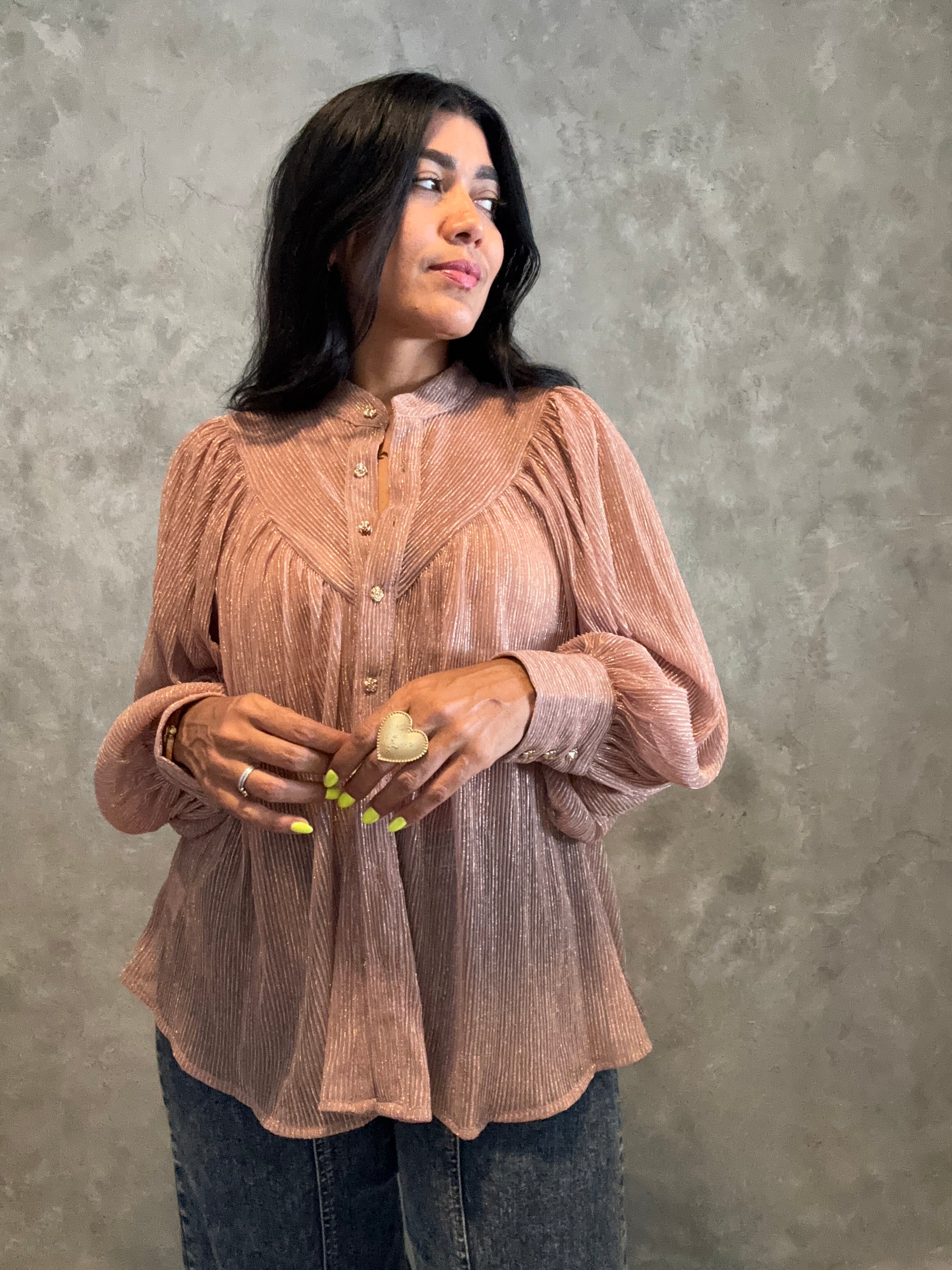 ROSE AND GOLD GLITTER SHIRT