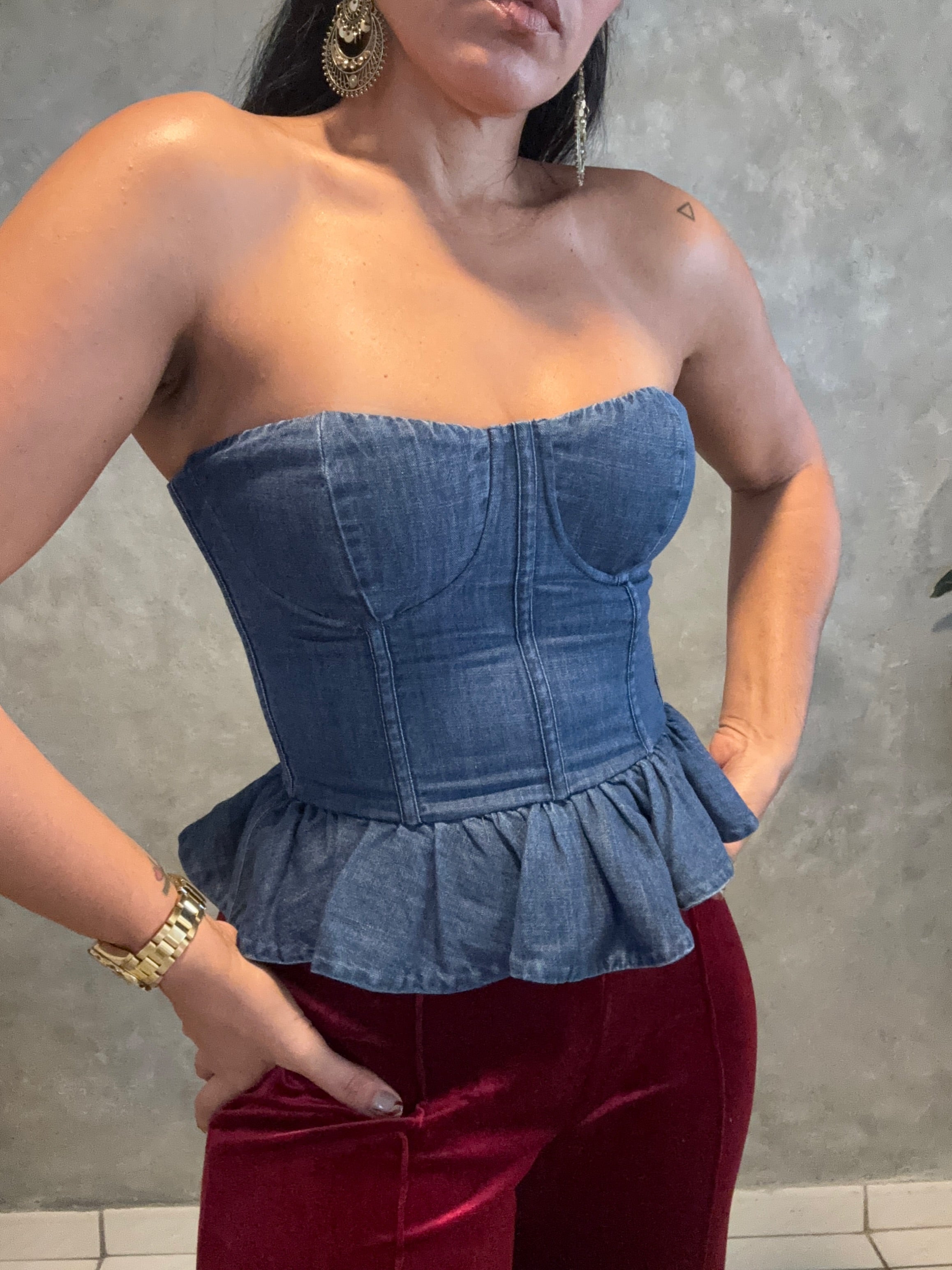 Maia Denim Tube Top