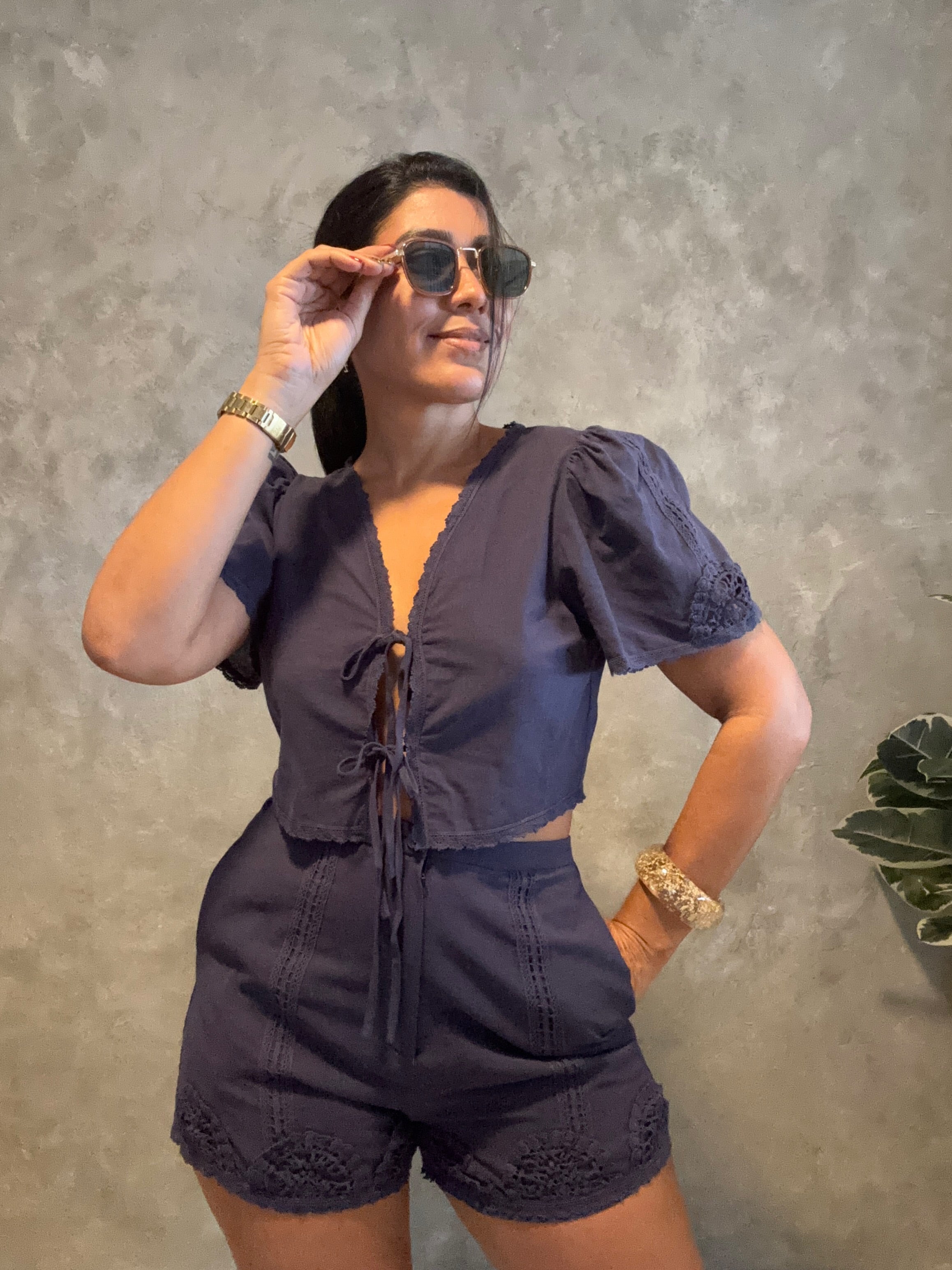 CROCHET LACE DETAIL CROP TOP