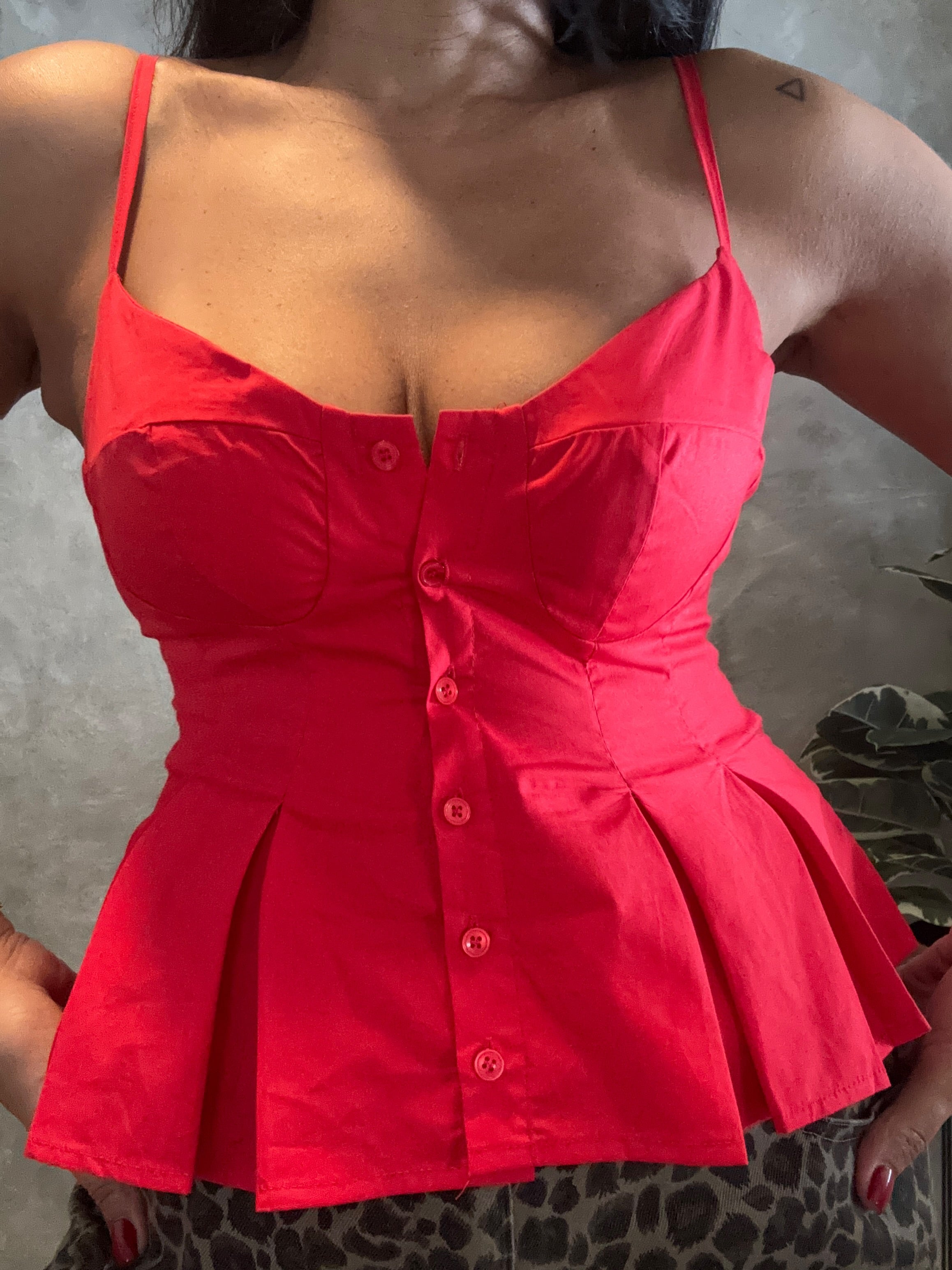 PLEATED CHARM BUSTIER TOP